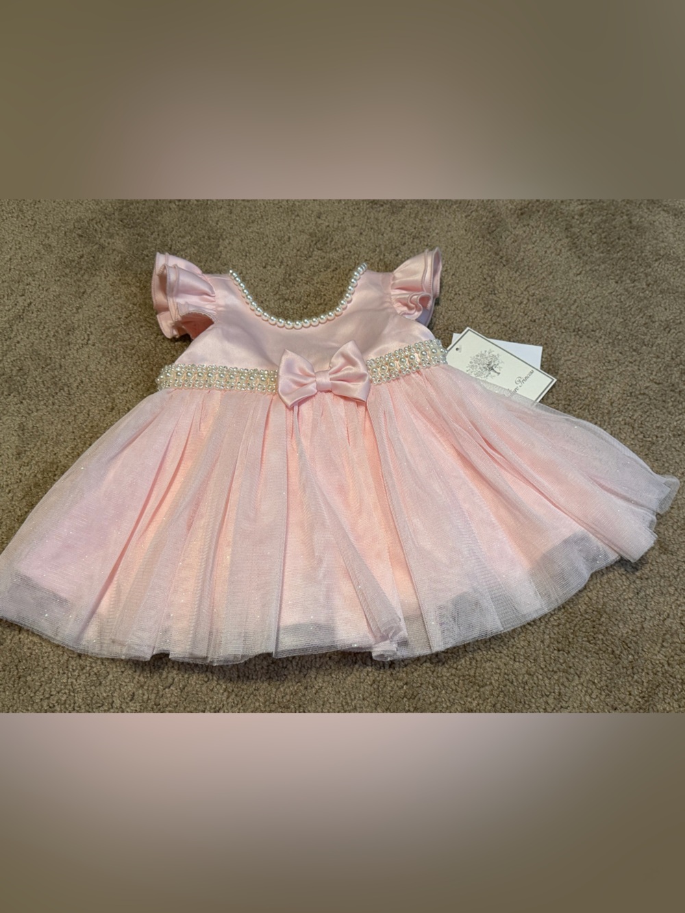 Girls Couture Princess Pink Holiday Formal Sequin Jewel Dress Sz 6 Months NWT